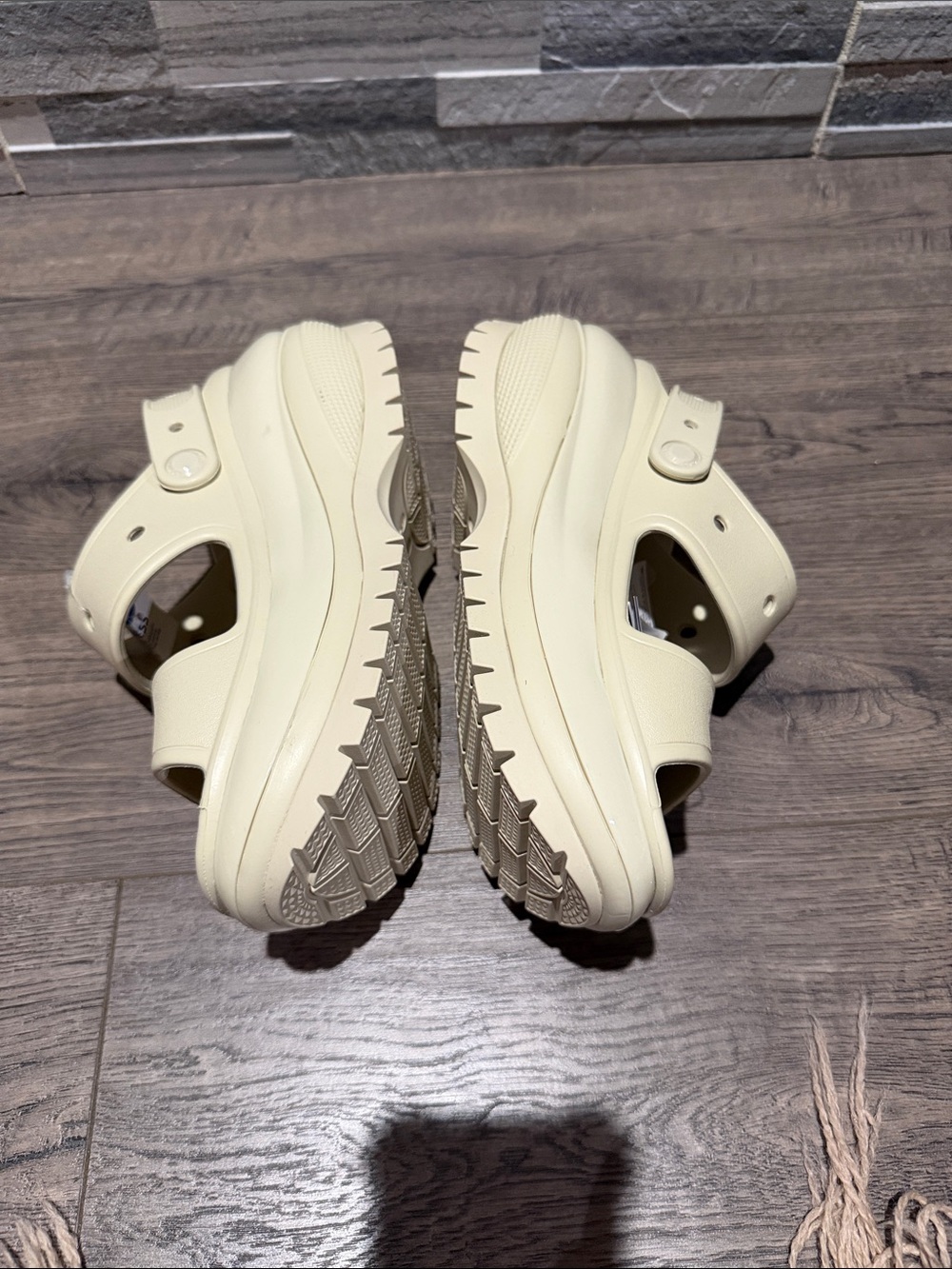 CROCS Cream Platform Double-Strap Sandals - Picture 6 of 9
